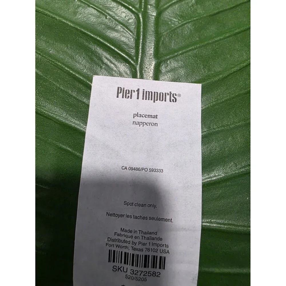 Pier 1 Monstera Leaf Placemat Set Of 8 17x16 Tropical Patio Hollywood Regency